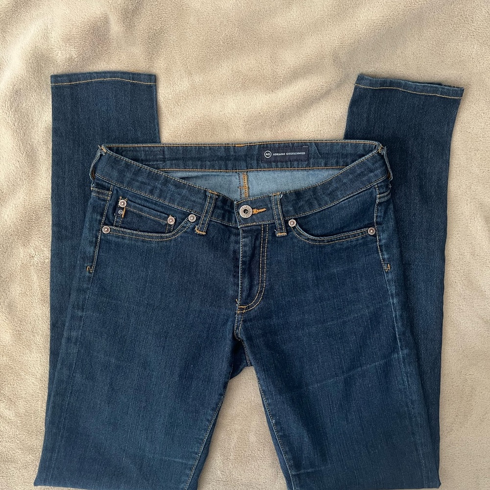 AG Adriano Goldschmied Dark Blue Straight Leg Jeans